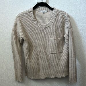 Madewell Thompson Pocket Pullover Sweater in Cream Knit Size XXS